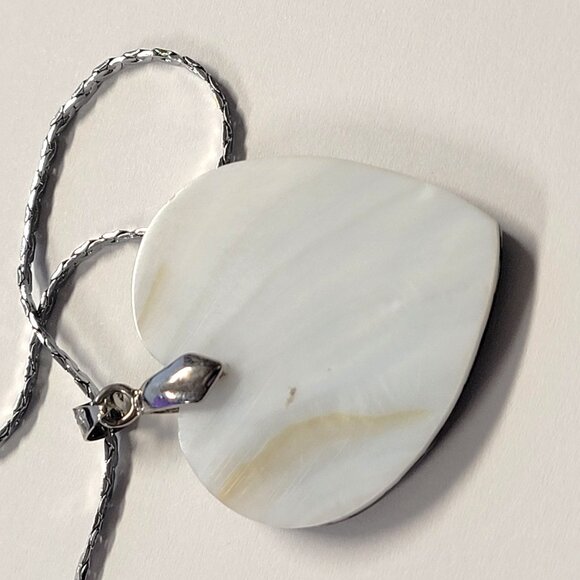 Mens Heart Shape Pendant Chain Genuine Abalone Pendant Necklace - Picture 10 of 10